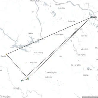 tourhub | Mr Linh's Adventures | Mai Chau - Pu Luong trekking 3 days 2 nights | Tour Map