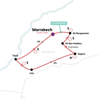 tourhub | G Adventures | Hiking Morocco: The High Atlas Mountains | Tour Map