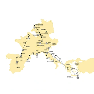 tourhub | Costsaver | European Discoverer End Paris With 3-Day Aegean Cruise Moderate B | Tour Map