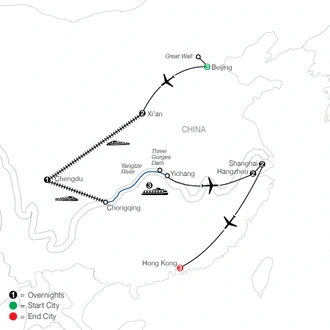 tourhub | Globus | Best of China & the Yangtze River with Hong Kong | Tour Map