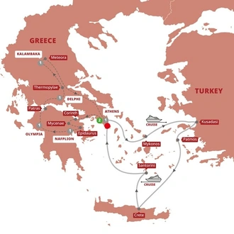 tourhub | Trafalgar | Best of Greece with 3-Day Aegean Cruise Superior | Tour Map