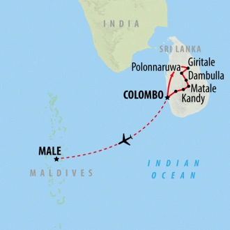 tourhub | On The Go Tours | Sri Lanka & the Maldives - 10 days | Tour Map