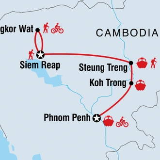 tourhub | Intrepid Travel | Cambodia: Hike, Bike & Kayak | Tour Map