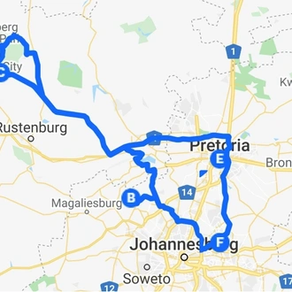 tourhub | Amatungulu Tours | Cradle of Human Kind & Pilanesberg Game Reserve Tour | Tour Map