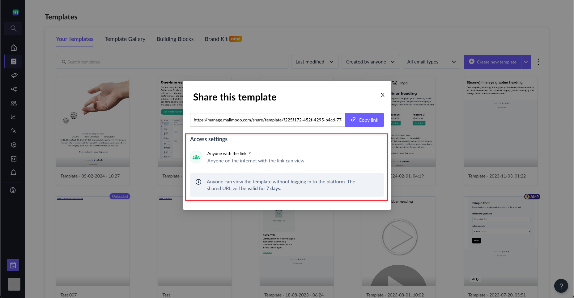 How to share email templates in Mailmodo?