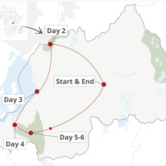 tourhub | Kingfisher Journeys | 6-Day Rwanda Adventures - Great Apes & Lake Kivu | Tour Map