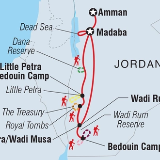 tourhub | Intrepid Travel | Hiking in Jordan: Petra and Wadi Rum | Tour Map