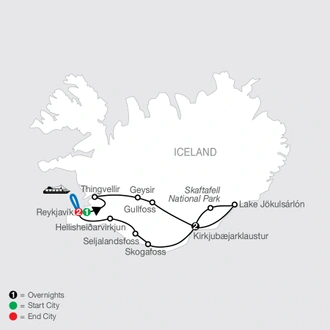 tourhub | Globus | Gems of Iceland with Whale Watching | Tour Map