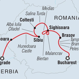 tourhub | Intrepid Travel | Premium Belgrade to Bucharest			 | Tour Map