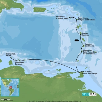 tourhub | Undiscovered Destinations | Caribbean Island Hopping | Tour Map