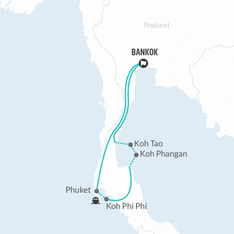tourhub | Bamba Travel | Thai Island Hopping Adventure 14D/13N | Tour Map