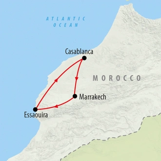 tourhub | On The Go Tours | Casablanca to Marrakech & Coast 5 star - 6 days | Tour Map