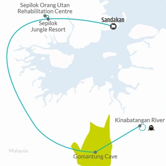 tourhub | Bamba Travel | Sandakan Orangutan Experience 4D/3N | Tour Map