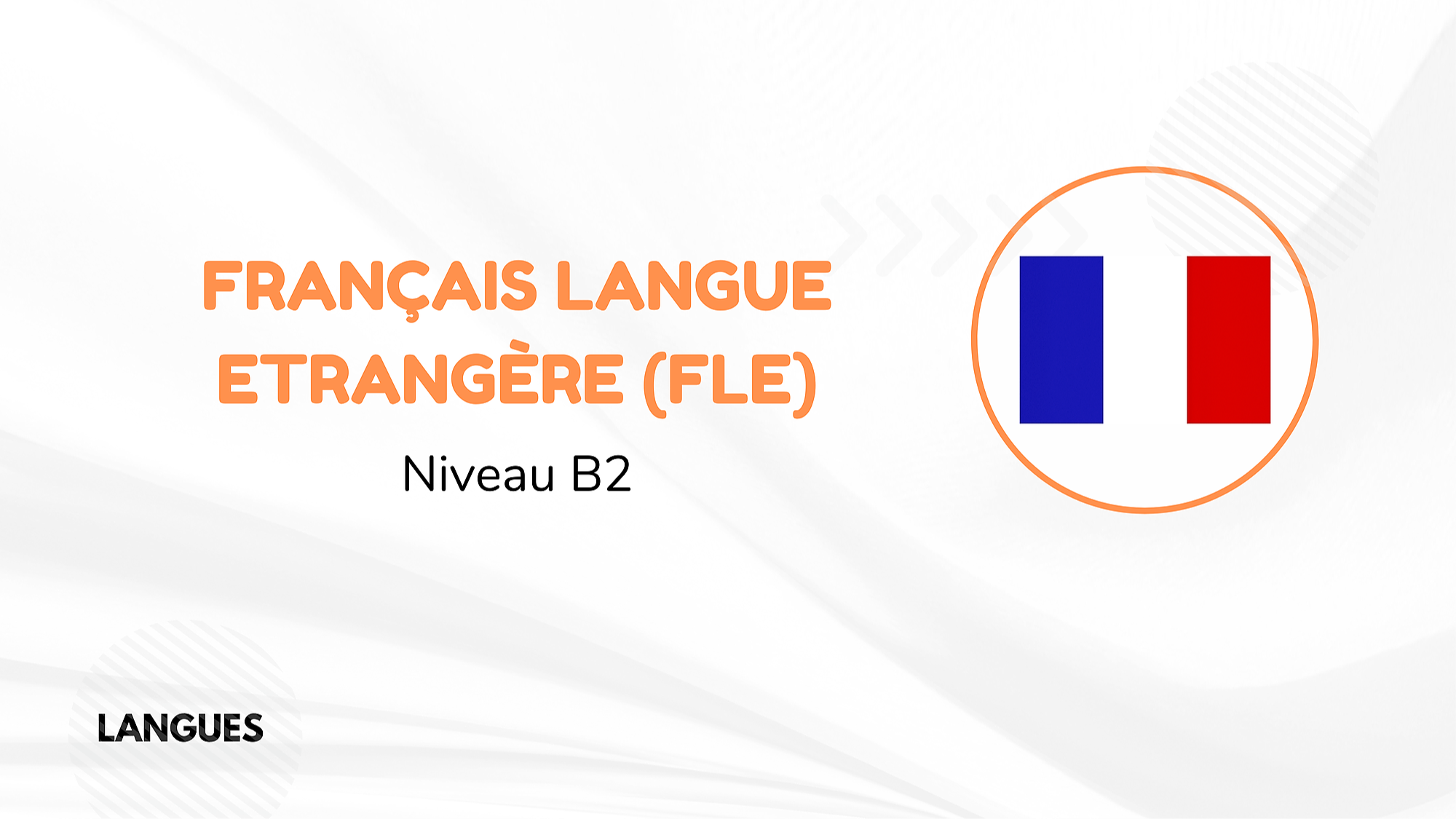 Représentation de la formation : FRANCAIS LANGUE ETRANGERE (FLE) NIVEAU B2