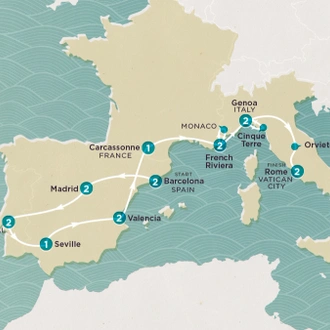 tourhub | Topdeck | Get Social: Southern Europe Highlights 2025 | Tour Map