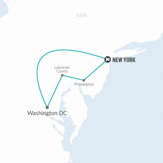 tourhub | Bamba Travel | Washington DC, Philadelphia & Amish Country 2D/1N (from New York) | Tour Map