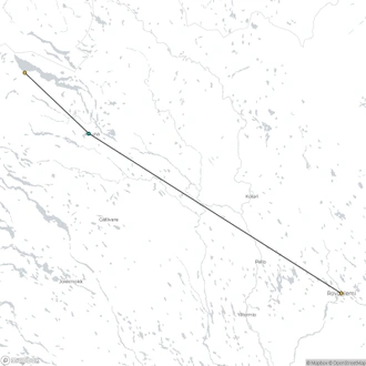 tourhub | Nordic Unique Travels | 3-Day Trip to Sweden (Kiruna and Abisko), Aurora Hunting, Ski and Husky Ride  | Tour Map