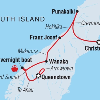 tourhub | Intrepid Travel | Premium New Zealand South Island | Tour Map