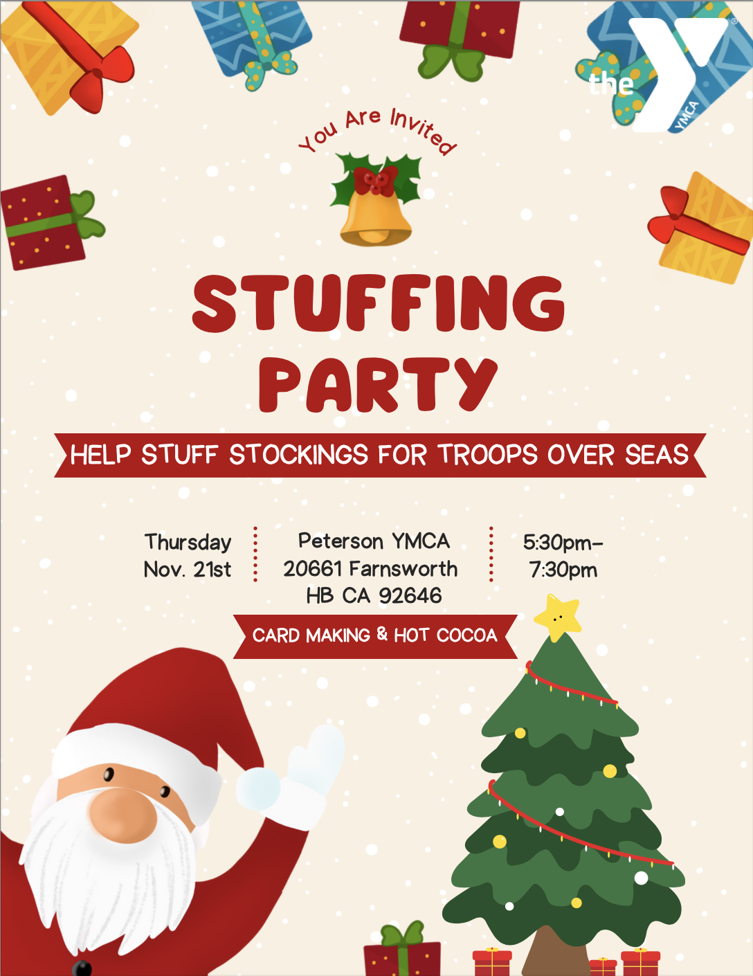 Peterson's YMCA holds a 'stuffing party' for all donations turned in during the Stockings for the Troops donation drive.