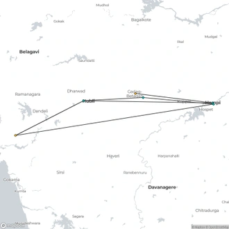 tourhub | Agora Voyages | Cultural Treasures & Wilderness Expedition: Hubli to Hampi & Anshi National Park | Tour Map