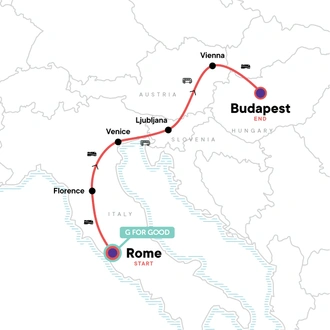 tourhub | G Adventures | Rome to Budapest: Canals & Capitals | Tour Map