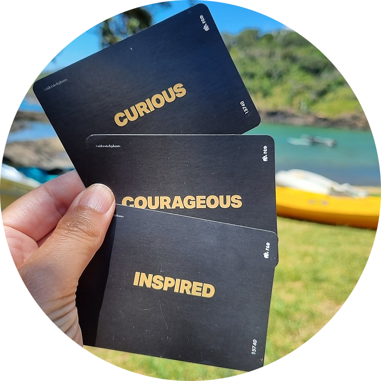 3 emotional culture deck cards - curious, courageous, inspired