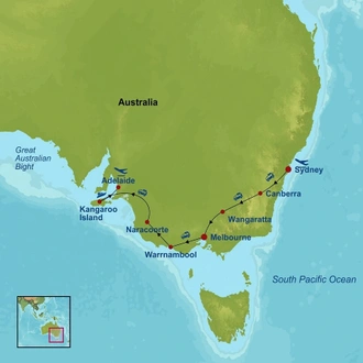 tourhub | Indus Travels | Authentic Southern Australia | Tour Map