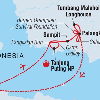 tourhub | Intrepid Travel | Indonesia Expedition: Orangutans of Kalimantan  | Tour Map