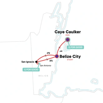 tourhub | G Adventures | Solo-ish Belize | Tour Map