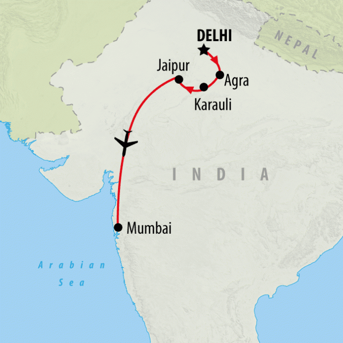 tourhub | On The Go Tours | Delhi to Mumbai - 10 days | Tour Map