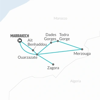 tourhub | Bamba Travel | Zagora & Merzouga Desert Private Adventure 4D/3N | Tour Map