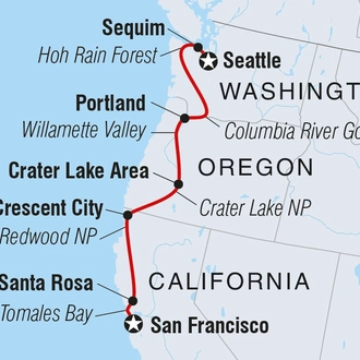 tourhub | Intrepid Travel | San Francisco to Seattle | Tour Map