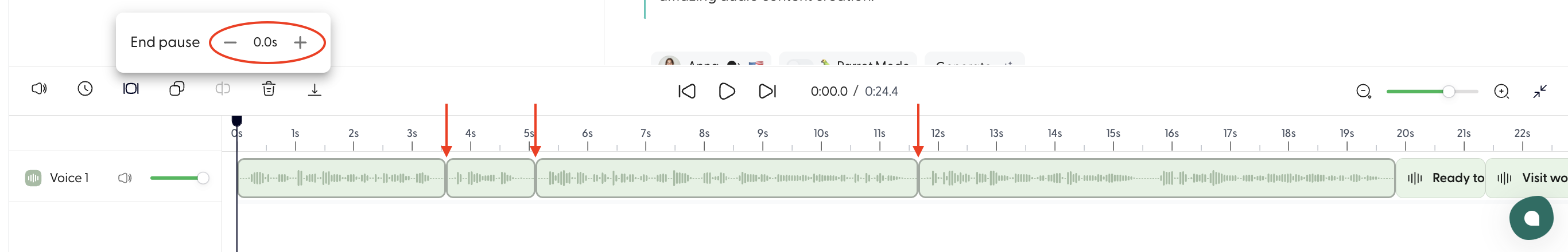 Remove unwanted silence periods between audio clips