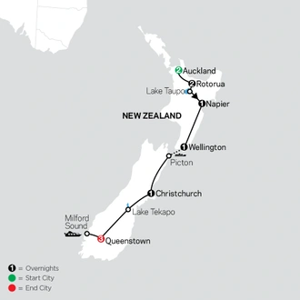 tourhub | Cosmos | Highlights of New Zealand | Tour Map