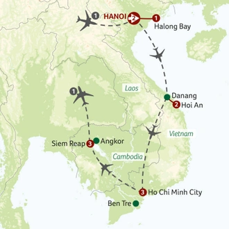 tourhub | Saga Holidays | Essential Vietnam & Cambodia | Tour Map
