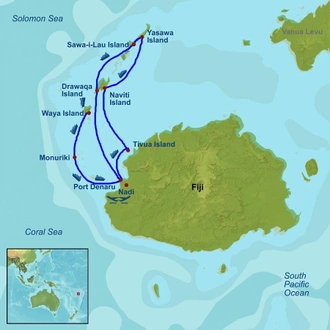 tourhub | Indus Travels | Luxury Fiji Islands Cruise With MS Caledonian Sky | Tour Map