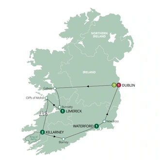 tourhub | Brendan Vacations | Irish Highlights | Tour Map