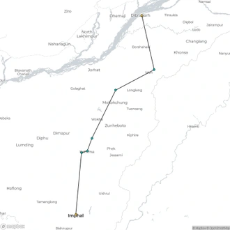 tourhub | Agora Voyages | Nagaland & Manipur: Tribal Treasures & Emerald Escapes | Tour Map