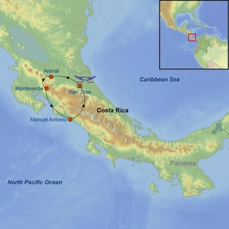 tourhub | Indus Travels | Picturesque Solo Costa Rica Tour | Tour Map