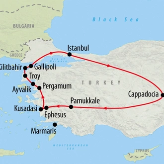 tourhub | On The Go Tours | Anzac 2023 Memorial Tour of Turkey - 11 days | Tour Map