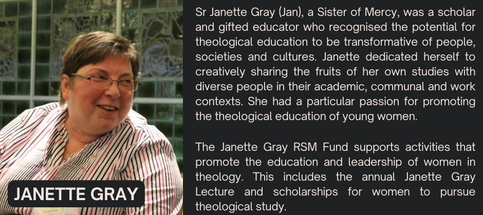 A photo and bio of Janette Gray RSM with a desciption of the fund