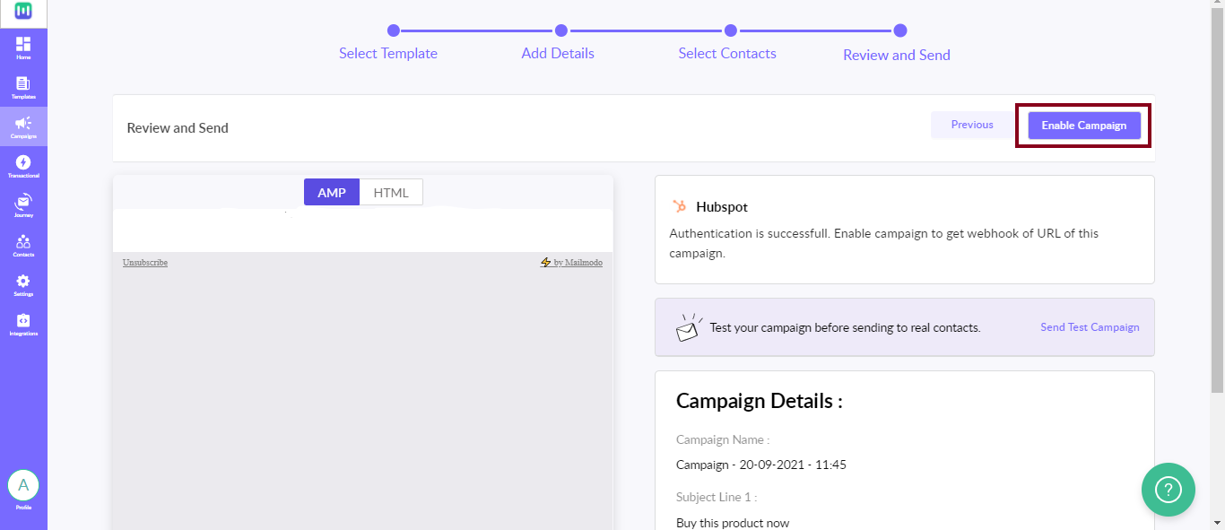 How to trigger emails through HubSpot in Mailmodo