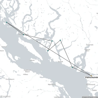 tourhub | Exodus Adventure Travels | Walk & Paddle Canada's Sunshine Coast | Tour Map