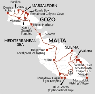 tourhub | Explore! | Malta and Gozo Discovery | Tour Map