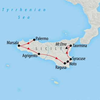 tourhub | On The Go Tours | Sizzling Sicily - 7 days  | Tour Map