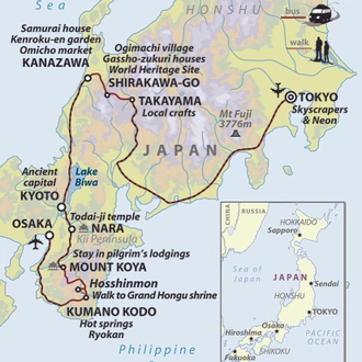 tourhub | Wild Frontiers | Japan: Land Of The Samurai (Autumn Colours Departure) | Tour Map