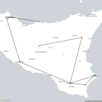 tourhub | Omega Tours | Sicilian Dream by Train | Tour Map