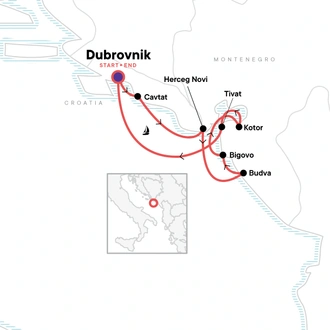 tourhub | G Adventures | Montenegro Sailing - Dubrovnik to Dubrovnik | Tour Map