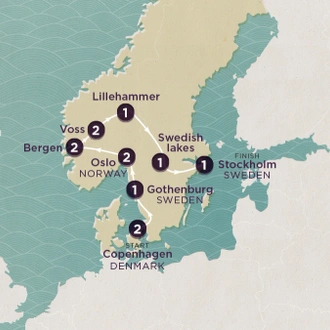 tourhub | Topdeck | Delve Deep: Denmark, Norway & Sweden 2025 | Tour Map