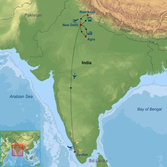 tourhub | Indus Travels | Yoga And Wellness In India | Tour Map